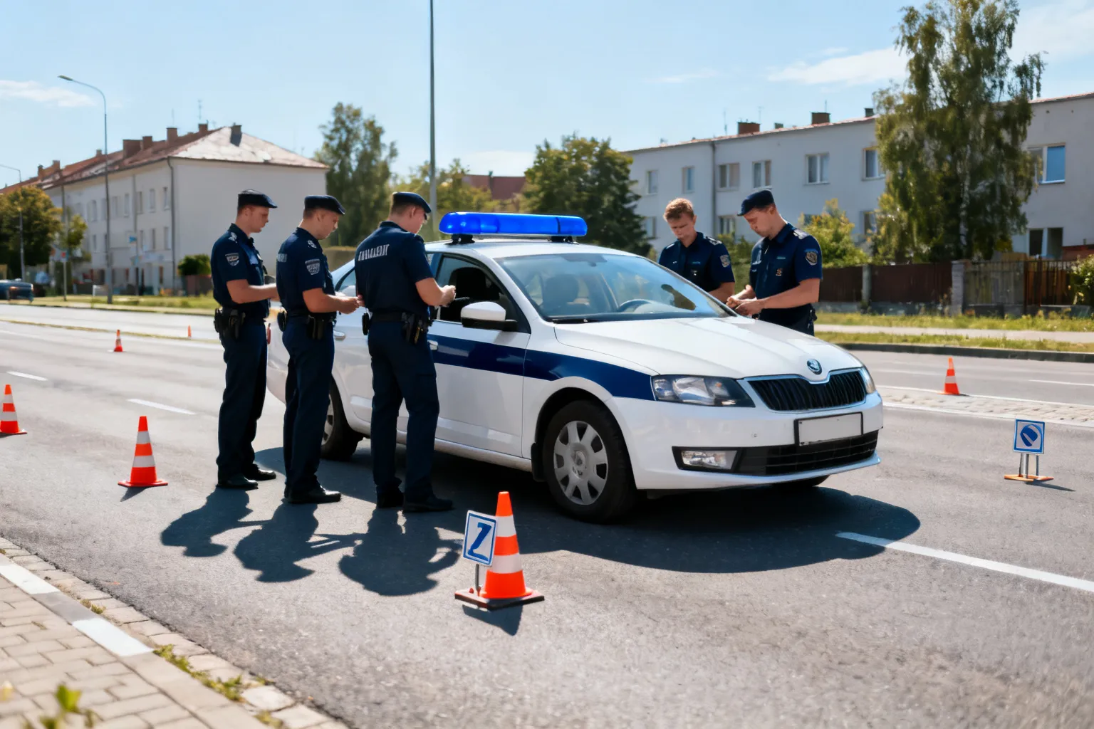 Policjanci ruchu drogowego na Miasteczku Bezpiecznej Jazdy w Krakowie