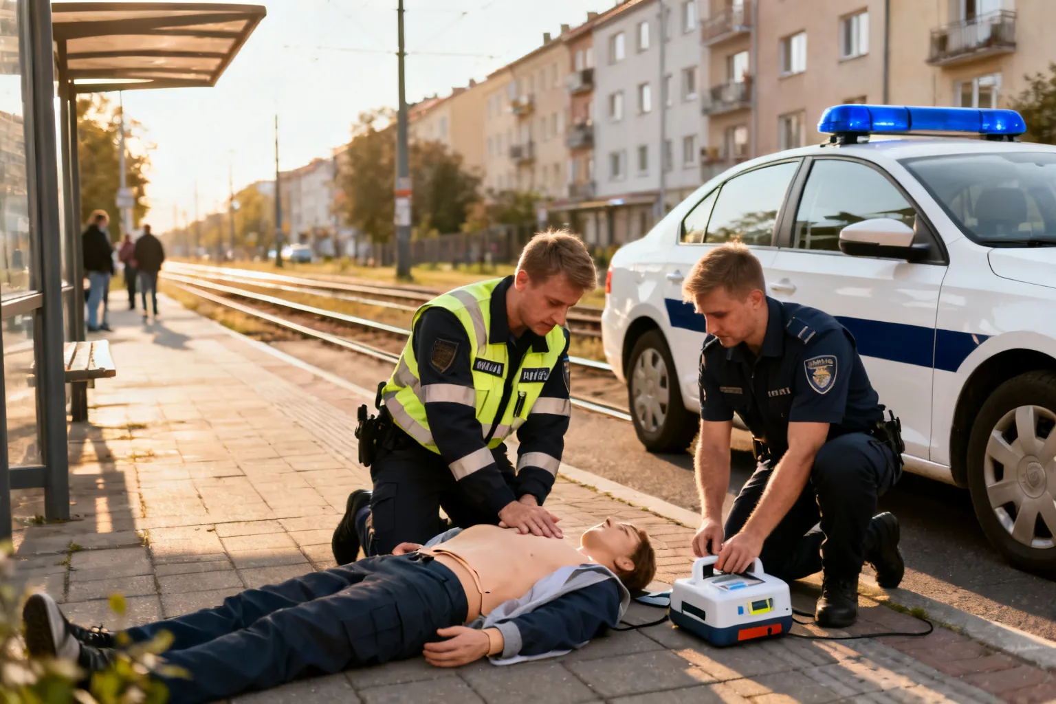 Policjanci w Krakowie w akcji „Ciśnij klatę” i udana resuscytacja na przystanku