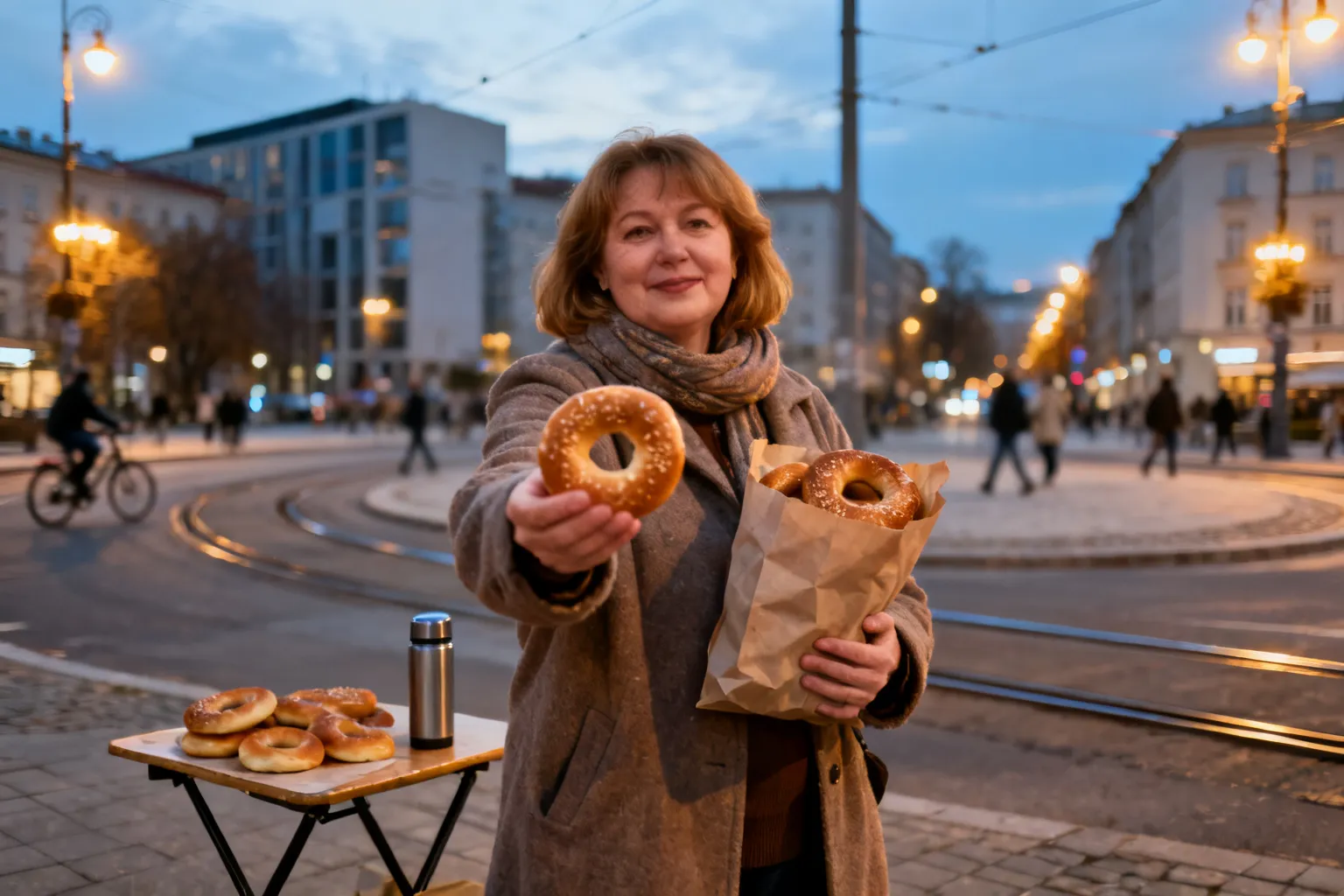 Monika Piątkowska obwarzanki Kraków 2026 — rozdawała na Rondzie Mogilskim