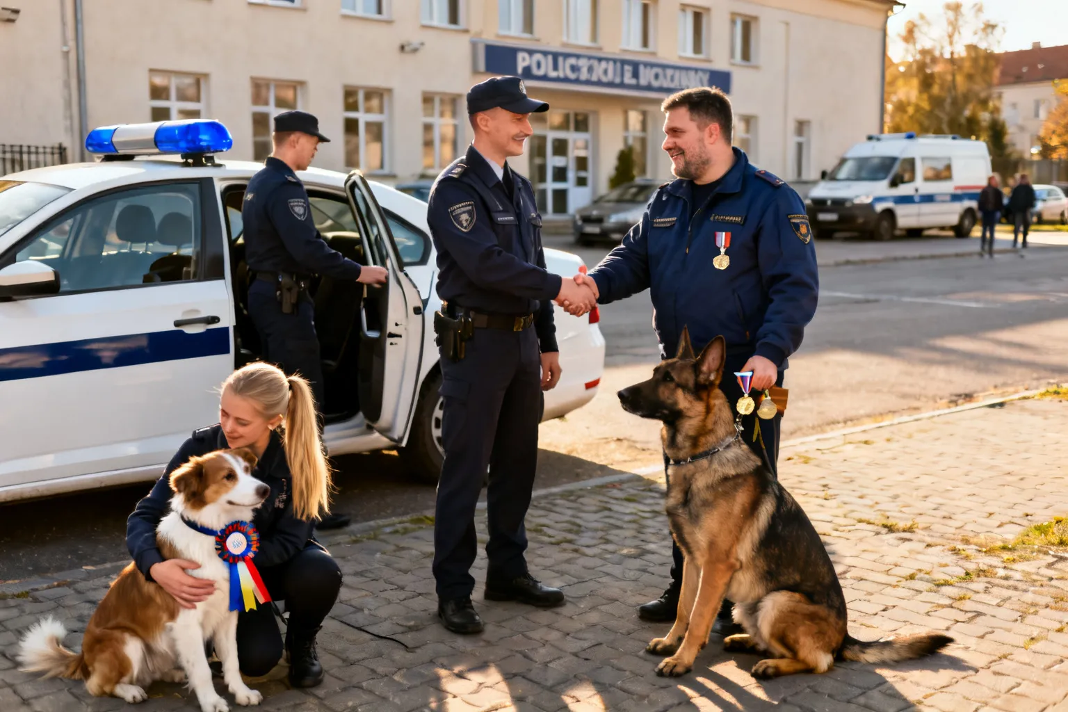 Zwycięzcy XXIII mistrzostw kynologicznych odwiedzili komendę w Krakowie