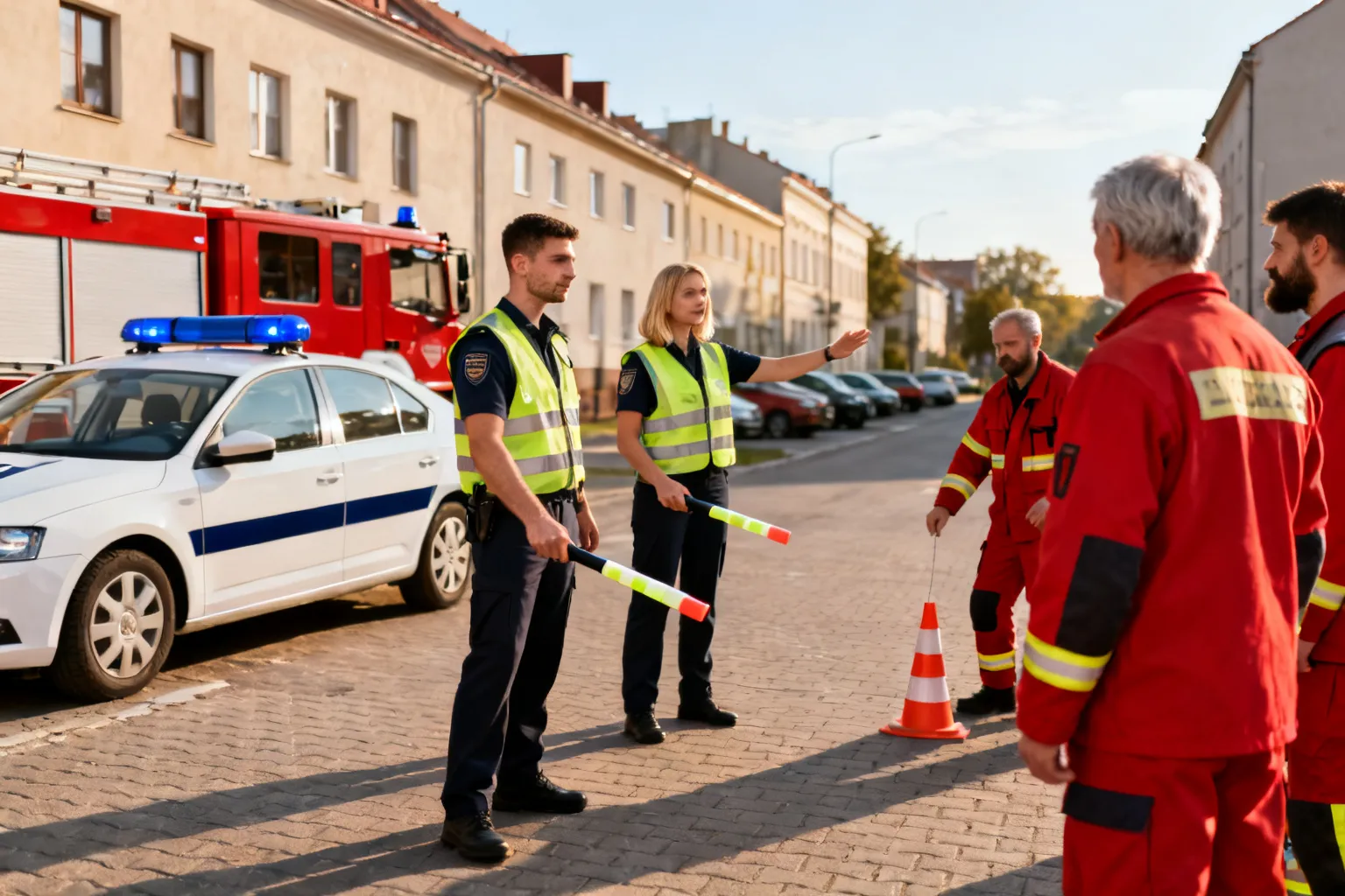 Policjanci WRD szkolili strażaków z zasad kierowania ruchem w Krakowie