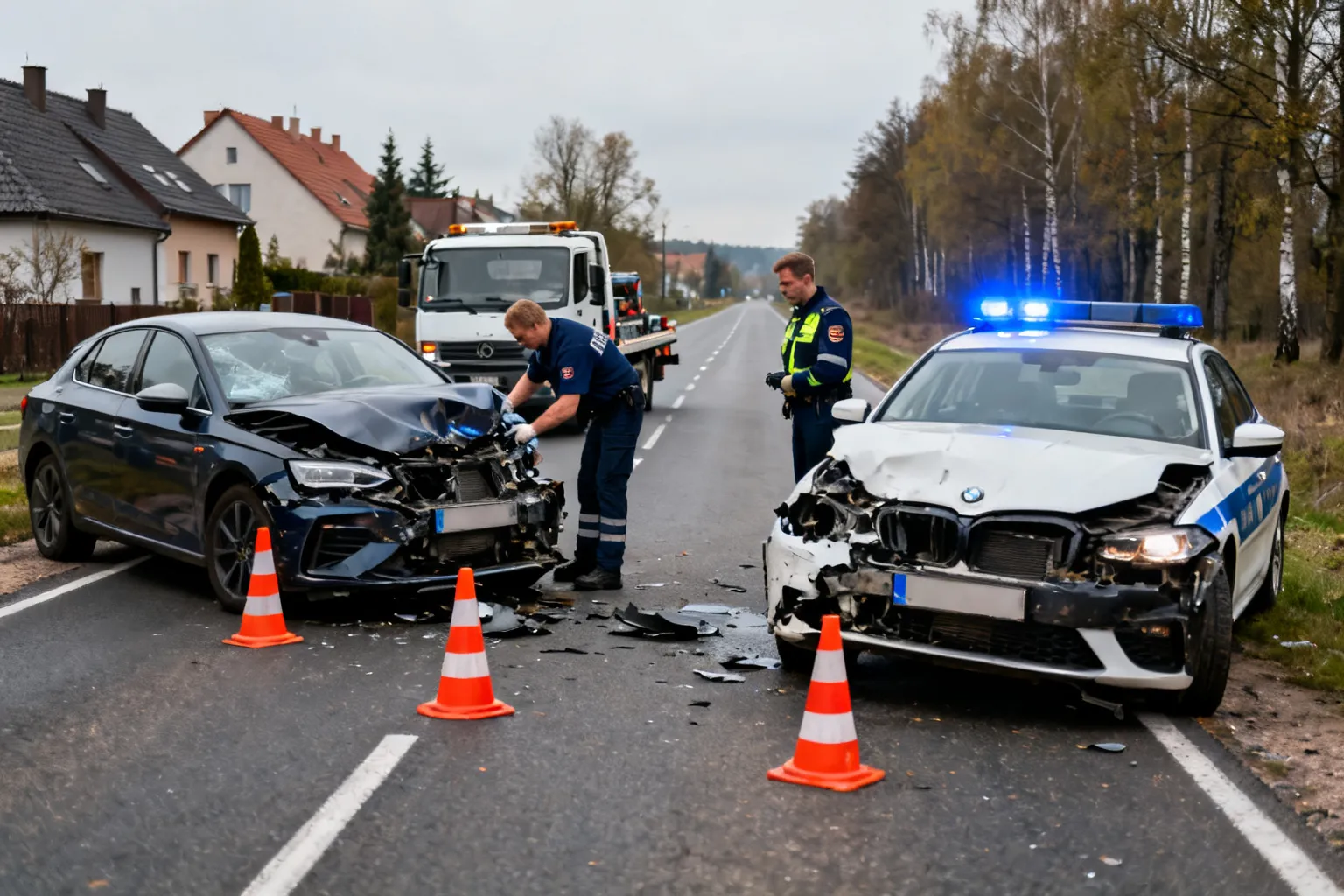 Wypadek DK75 Czchów — blokada drogi po zderzeniu dwóch pojazdów