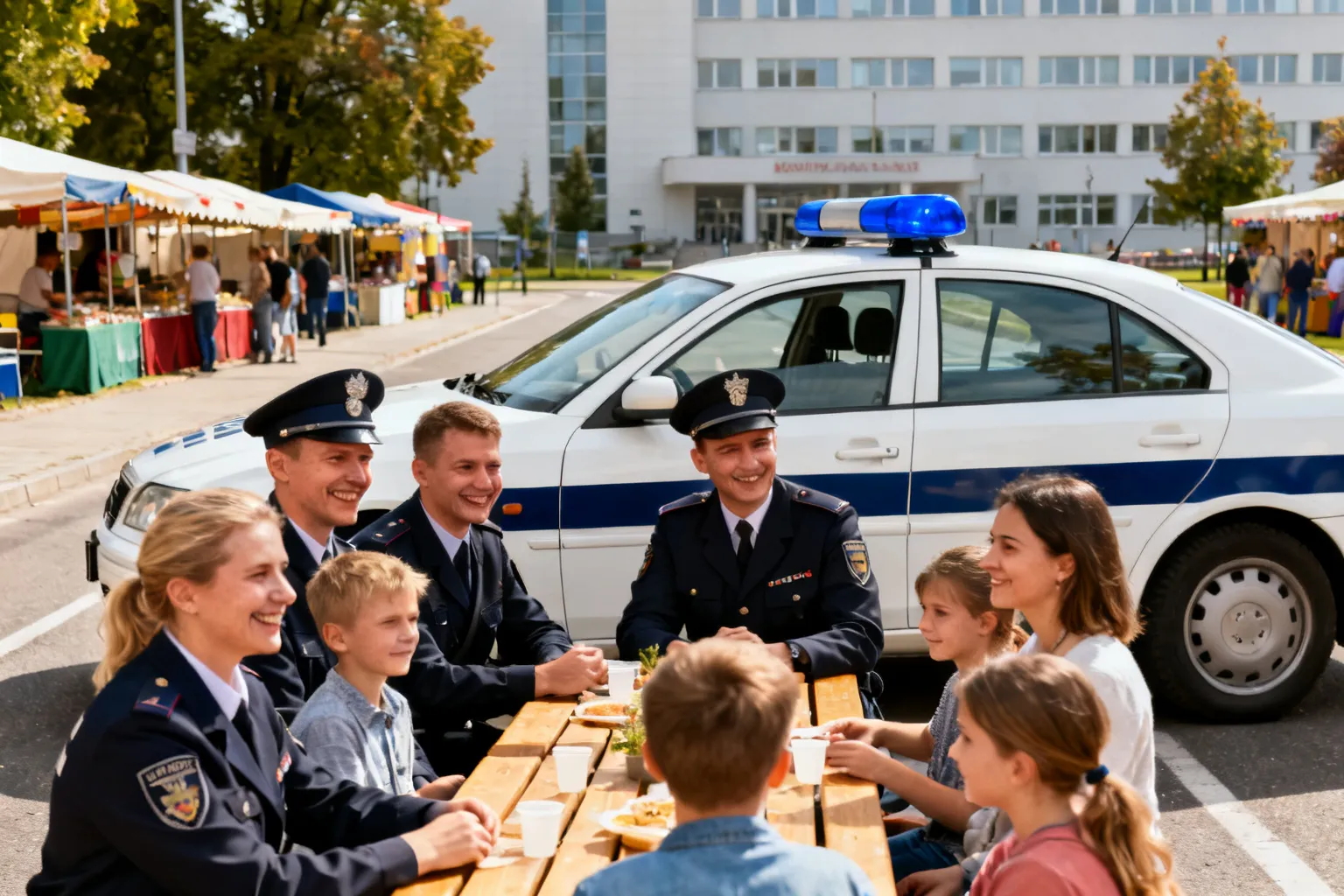 Policjanci na I Pikniku Integracyjnym przy Szpitalu Żeromskiego